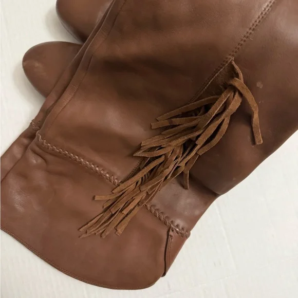 House of Harlow 1960 Tan Over the stitch and side fringe Knee Boots - Picture 4 of 7